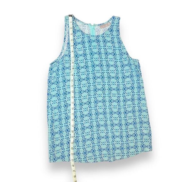 Ellie Kai Jasmine Top Blue Silk Geometric Print Sleeveless Blouse Women’s Size 0 - Picture 9 of 9